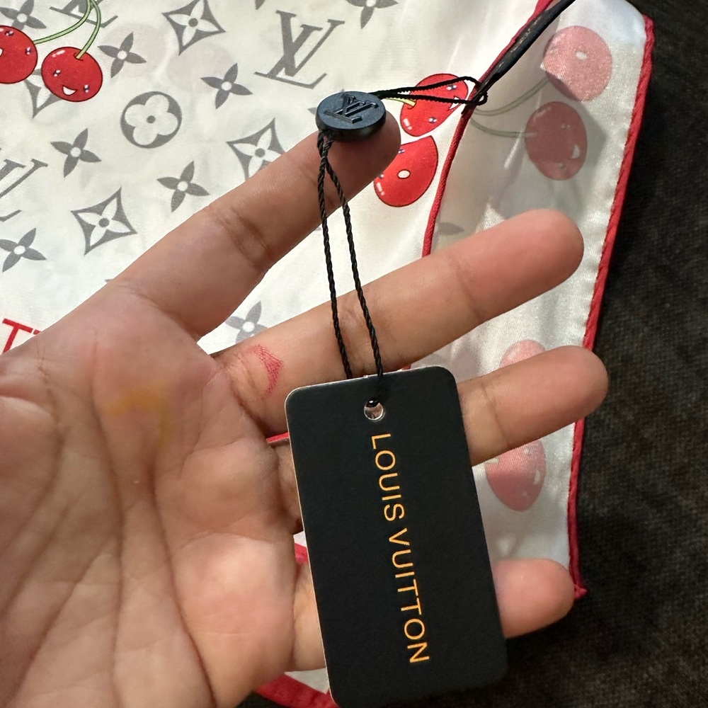 Louis Vuitton Red and White Cherry Scarf - Picture 5 of 11